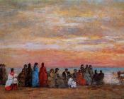 尤金 布丹 : Figures on the Beach at Trouville